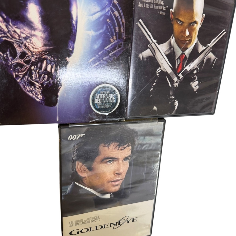 Action DVD Bundle Alien vs Predator Hitman Unrated‎ GoldenEye 007 Lot Used